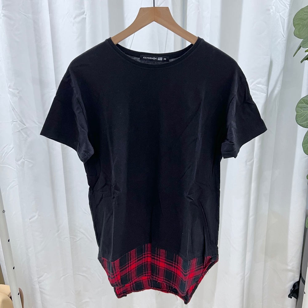 Kayden K Flannel Bottom Elongated Made in USA Tshirt